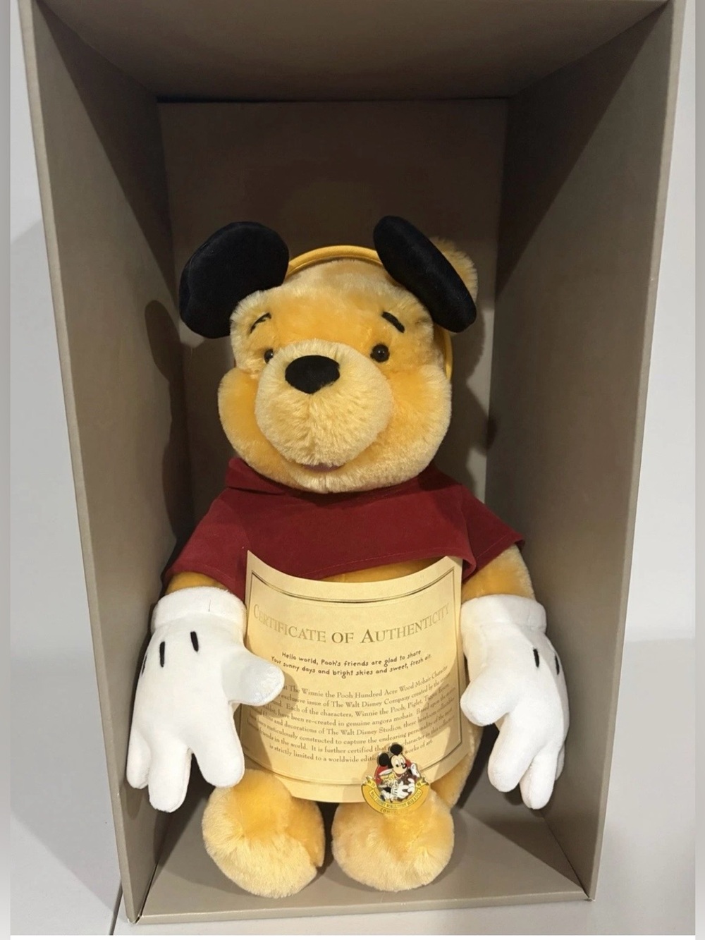 Winnie The Pooh Gund Mohair Bear Dressed As Mickey Mouse LTD EDITION RARE